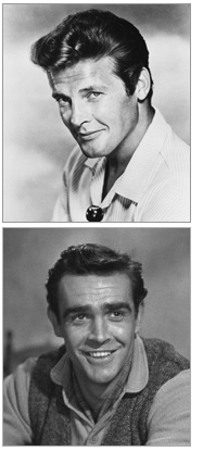 [Photos of Moore and Connery]